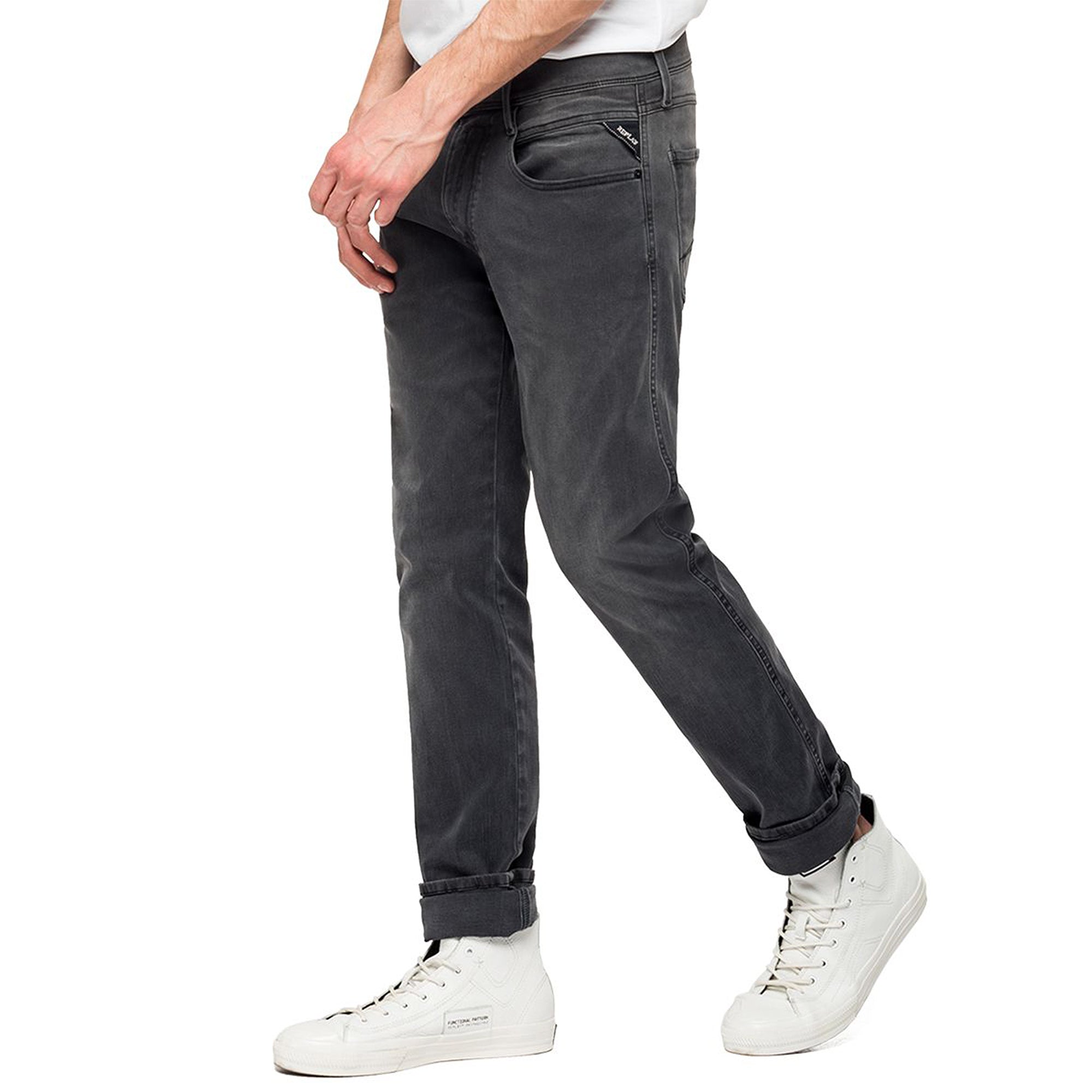 Replay Hyperflex Re-Used Anbass Slim Fit Jeans - Dark Grey