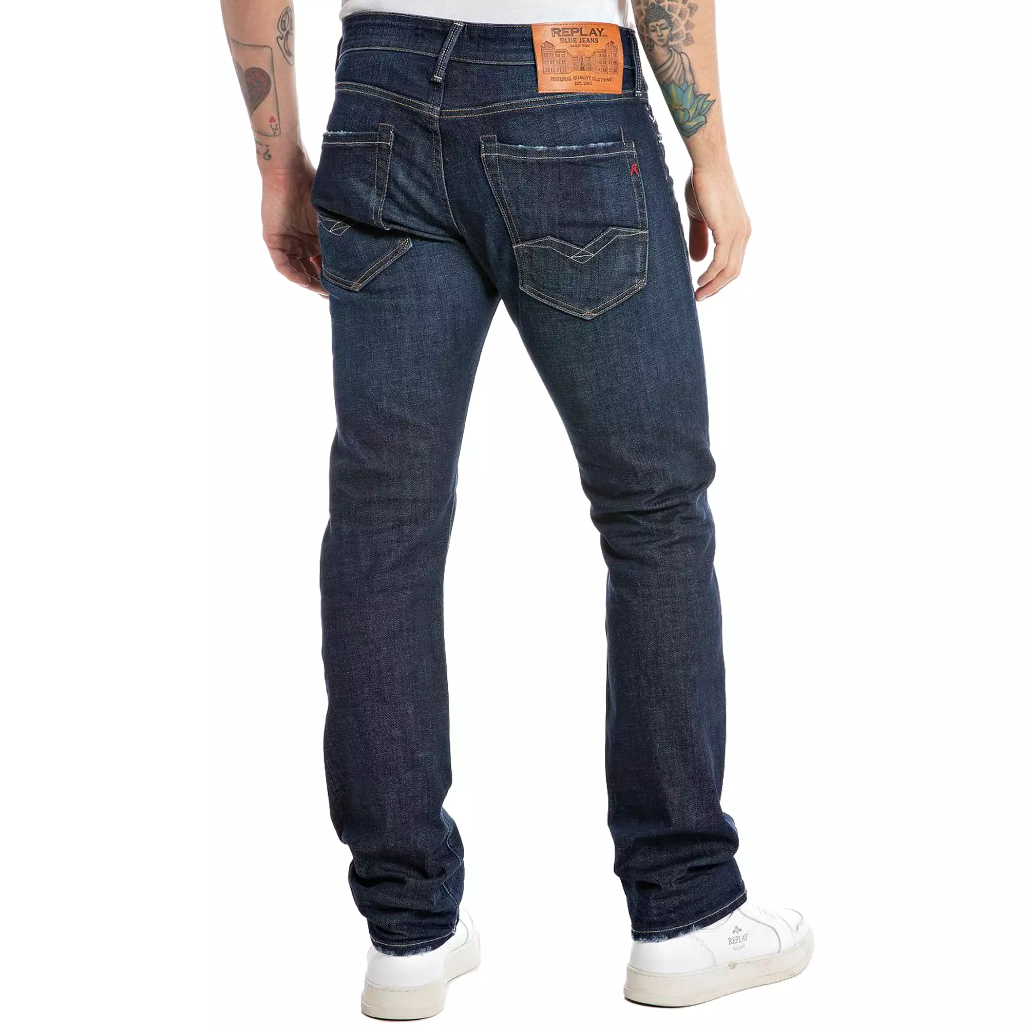 Replay Waitom Regular Fit Jeans - Washed Dark Blue