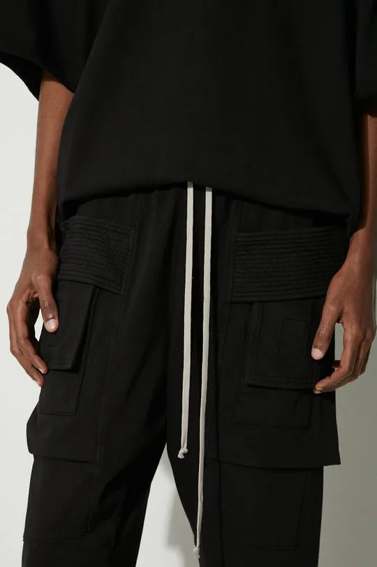 Rick Owens cotton trousers Knit Pants Creatch Cargo Drawstring black color DU01D1376.RIG.09