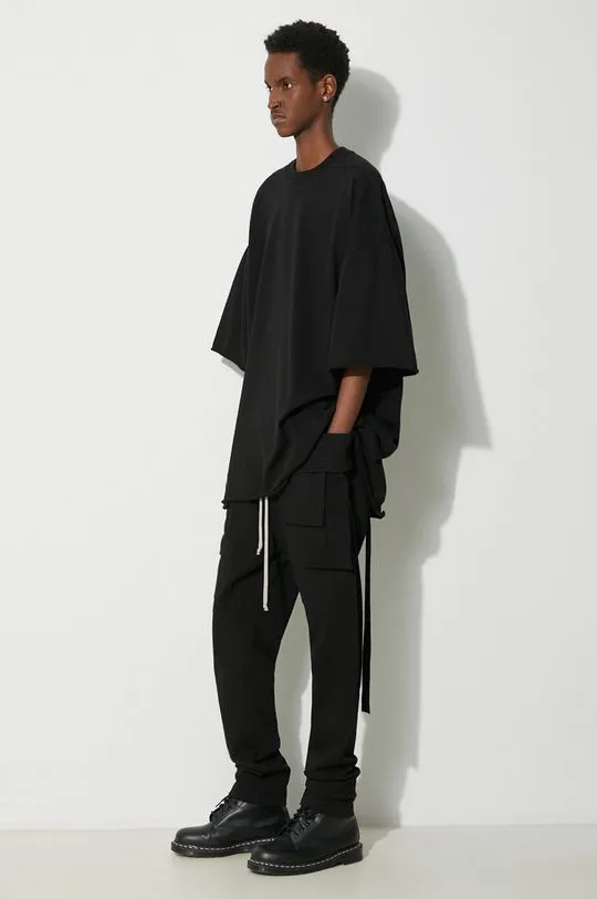 Rick Owens cotton trousers Knit Pants Creatch Cargo Drawstring black color DU01D1376.RIG.09