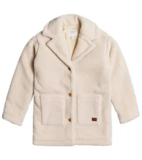 ROXY Runaway children's teddy fur coat transitional coat ERGJK03097 YEF0 beige