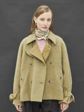 Short Trench Wool Coat - Khaki