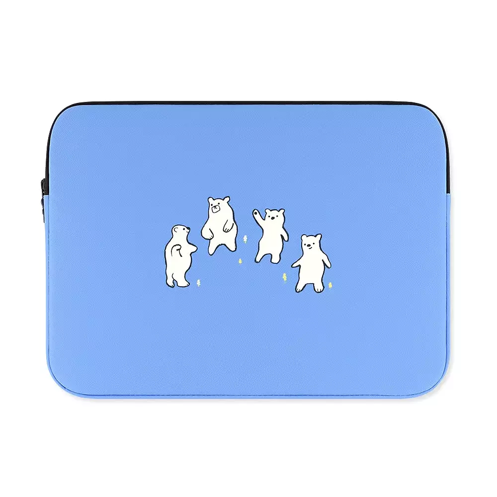 Sky Blue Bear Laptop Sleeves iPad 11 13 15inch Cases Pouches Protective Covers Purses Handbags Square Cushion Designer School Co