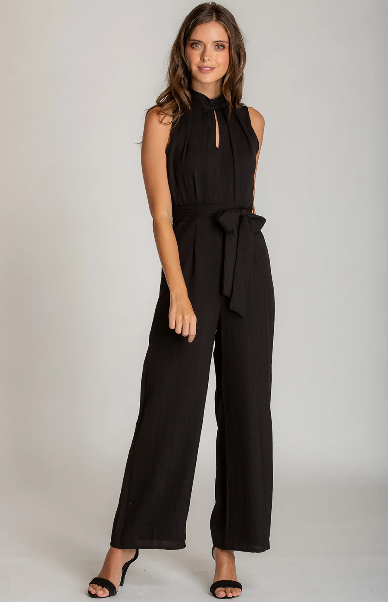 Sleeveless Jumpsuit with Neckline Details (AJP860B) 