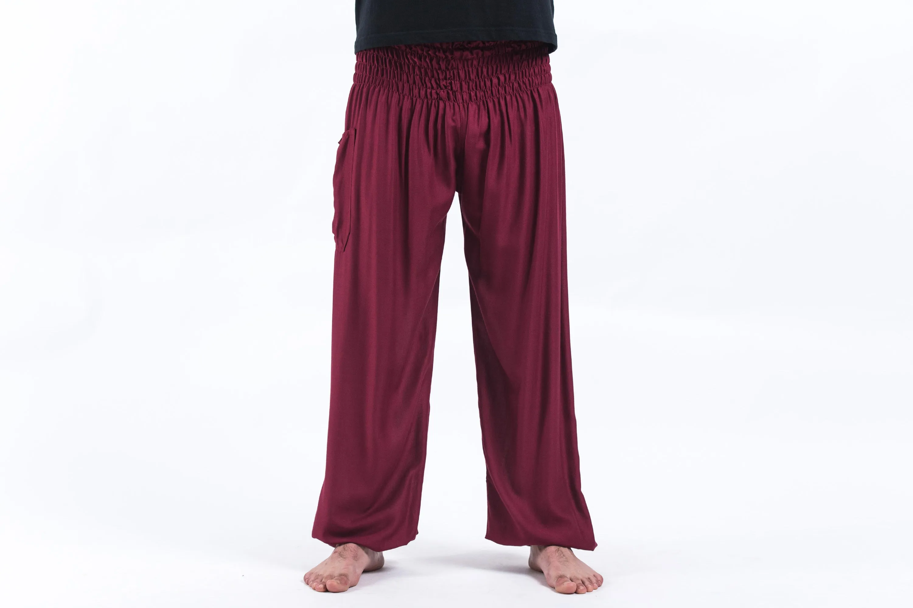 Solid Color Men's Harem Pants in Red