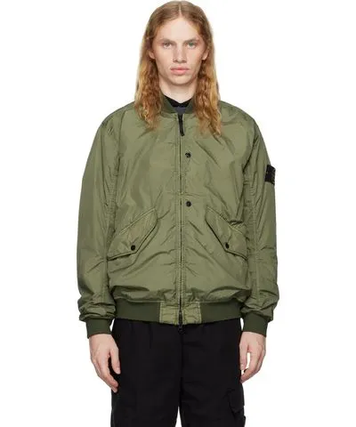 Stone Island Khaki Crinkle Bomber Jacket