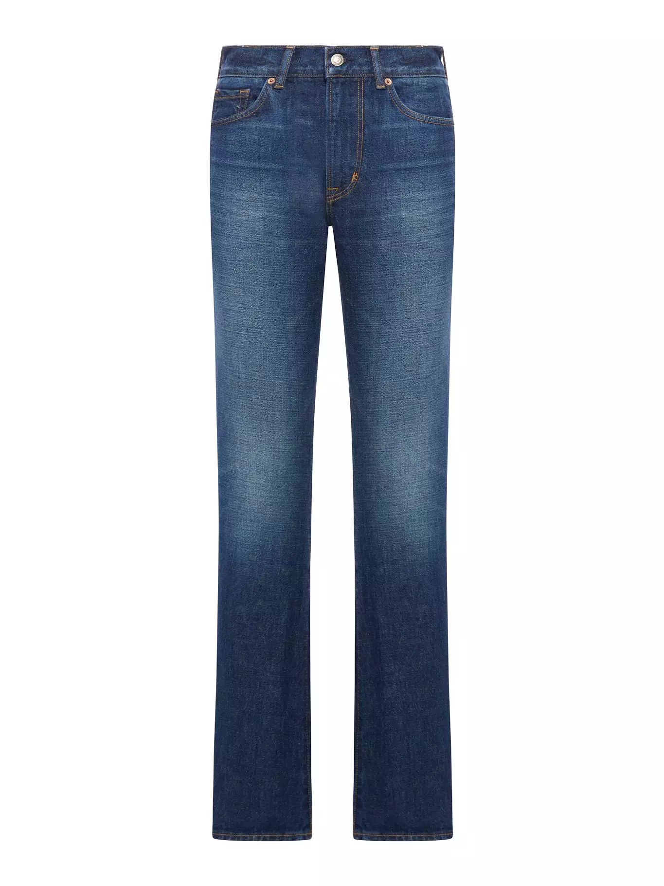 STONE WASHED DENIM STRAIGHT FIT JEANS