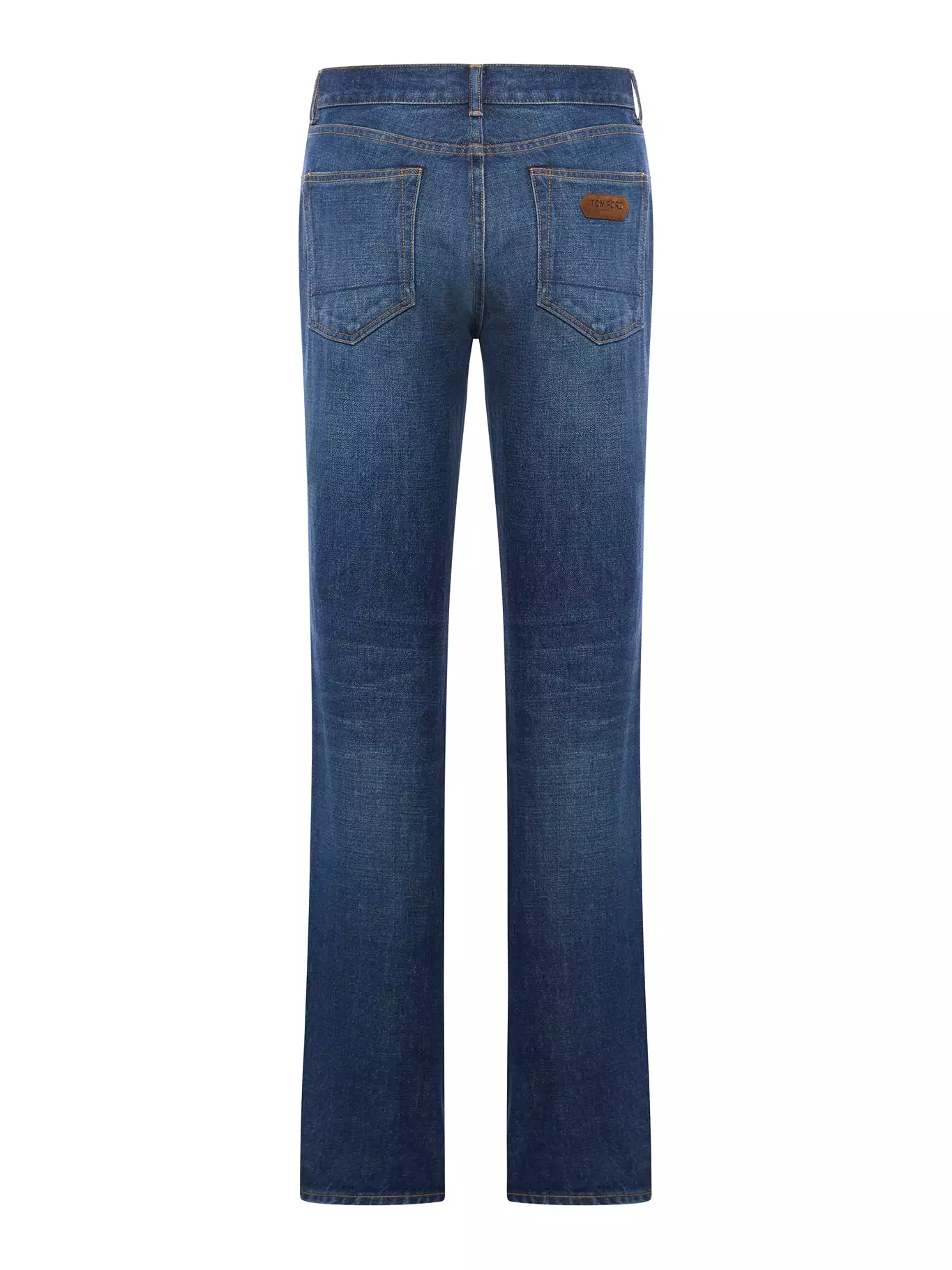 STONE WASHED DENIM STRAIGHT FIT JEANS