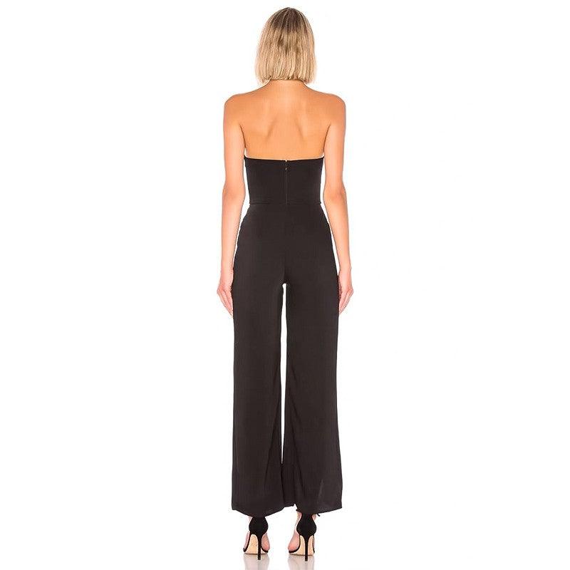 Strapless Sleeveless Slit Women Design Jumpsuits