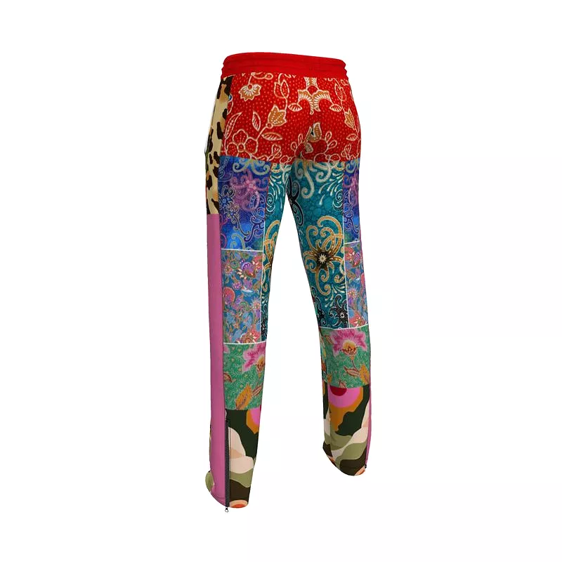 Sweet Clementine Art Deco GirlBatik  Patchwork Track Pants