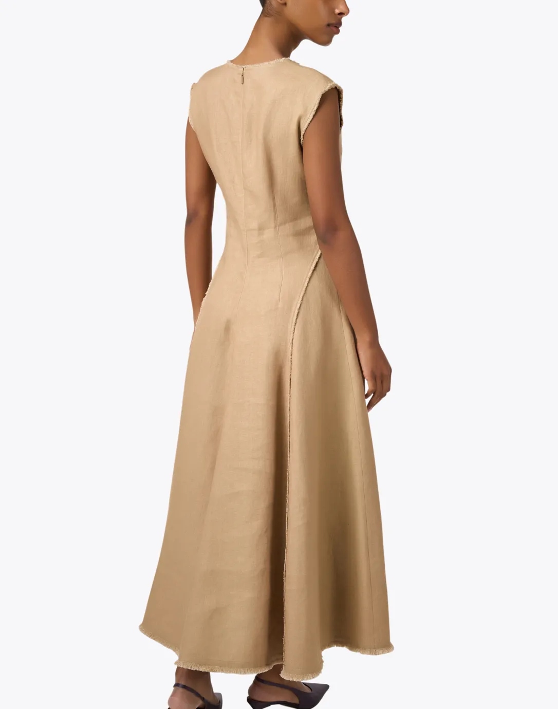 Tan Linen A-Line Dress 