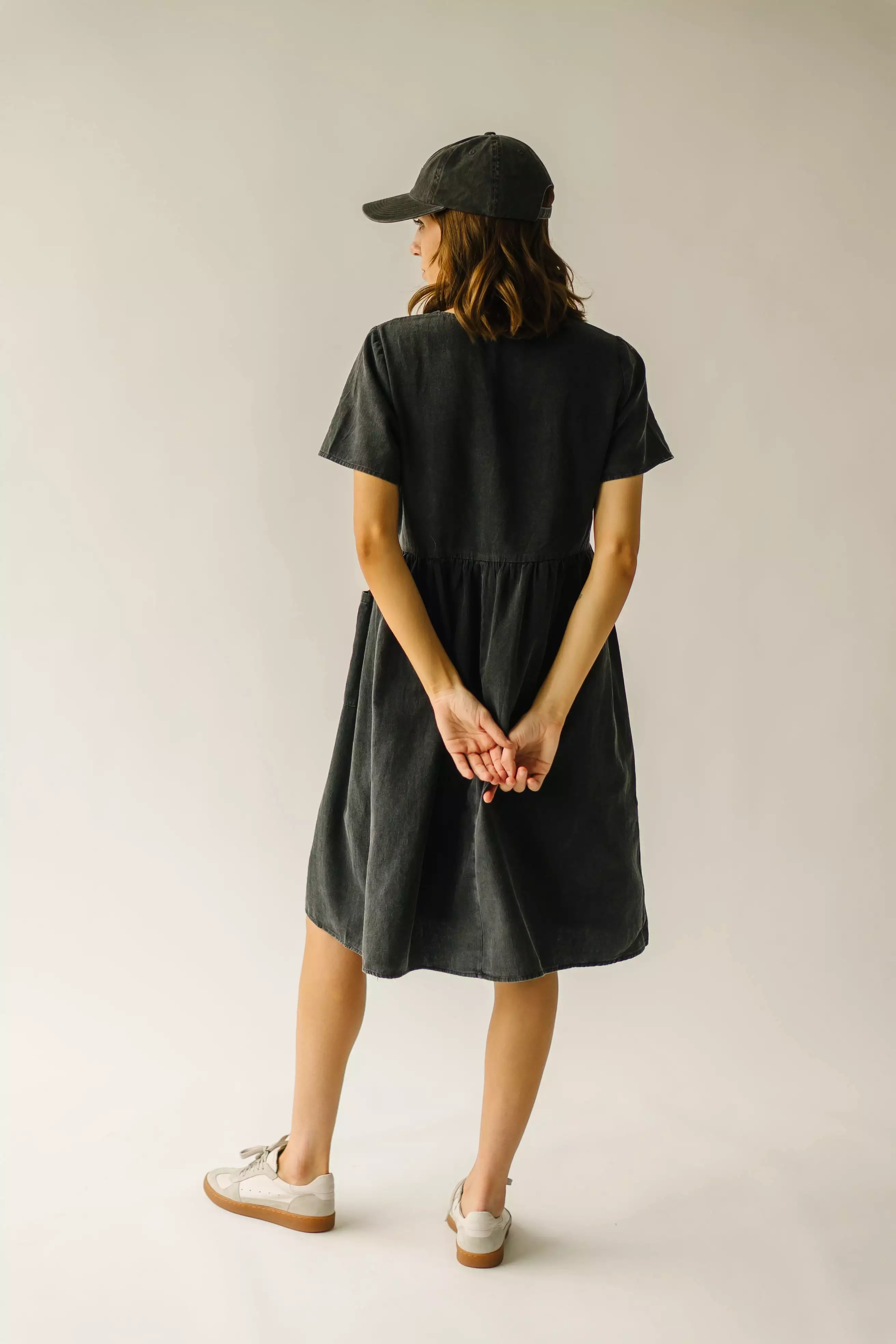 The Boice Button Front Dress in Black