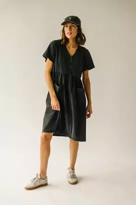 The Boice Button Front Dress in Black