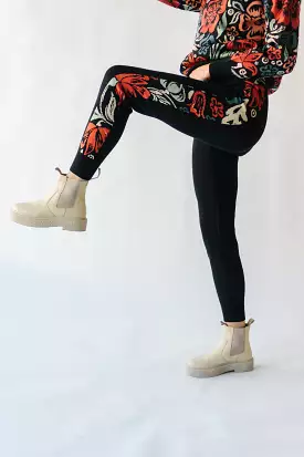 The Gadot Floral Detail Jogger in Black Multi