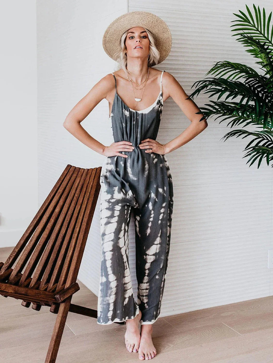 Tie Dye V Neck Fall Jumpsuits for Women