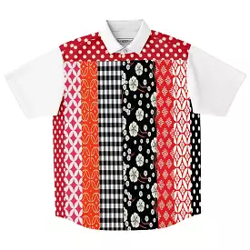 Tokyo Nights Floral Patchwork Short Sleeve Button Down Shirt