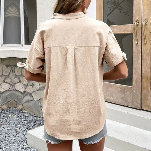 Women's Blouse Short Sleeve T-shirts Casual Classic Style Solid Color