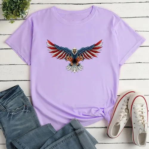 Women's T-shirt Short Sleeve T-shirts Printing Fashion American Flag Eagle