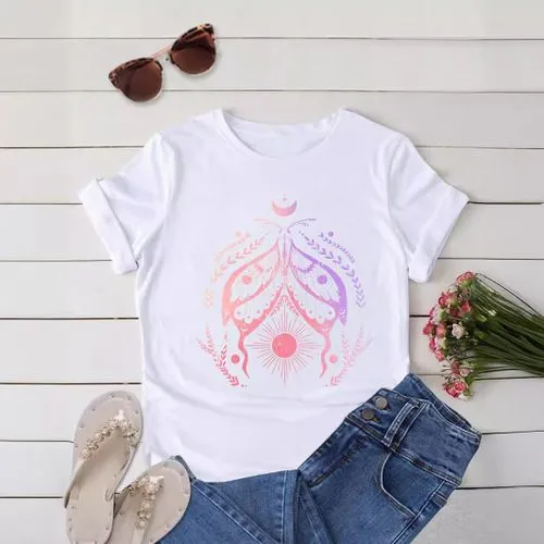 Women's T-shirt Short Sleeve T-Shirts Printing Streetwear Butterfly