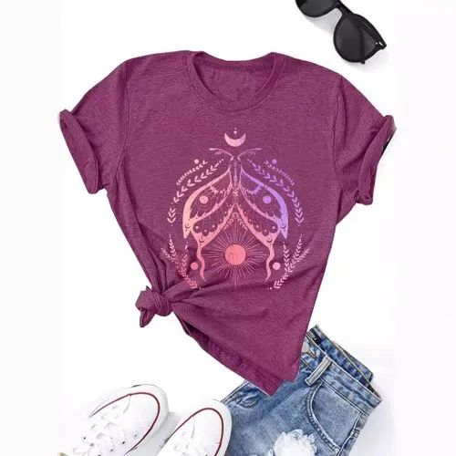 Women's T-shirt Short Sleeve T-Shirts Printing Streetwear Butterfly