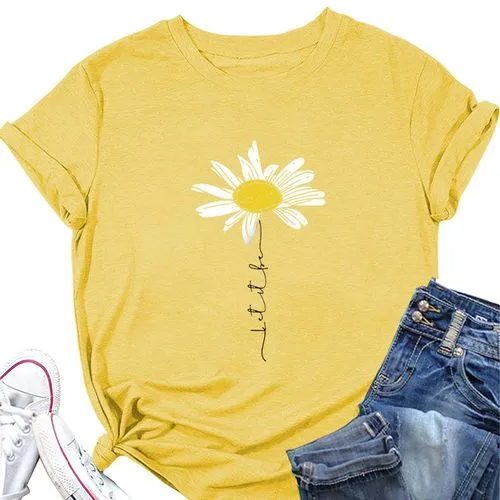 Women's T-shirt Short Sleeve T-Shirts Printing Streetwear Daisy