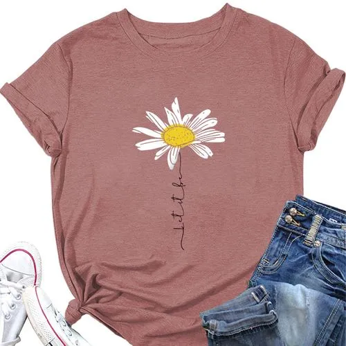 Women's T-shirt Short Sleeve T-Shirts Printing Streetwear Daisy