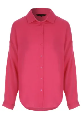 Womens Pink Crinkle Long Sleeve Shirt