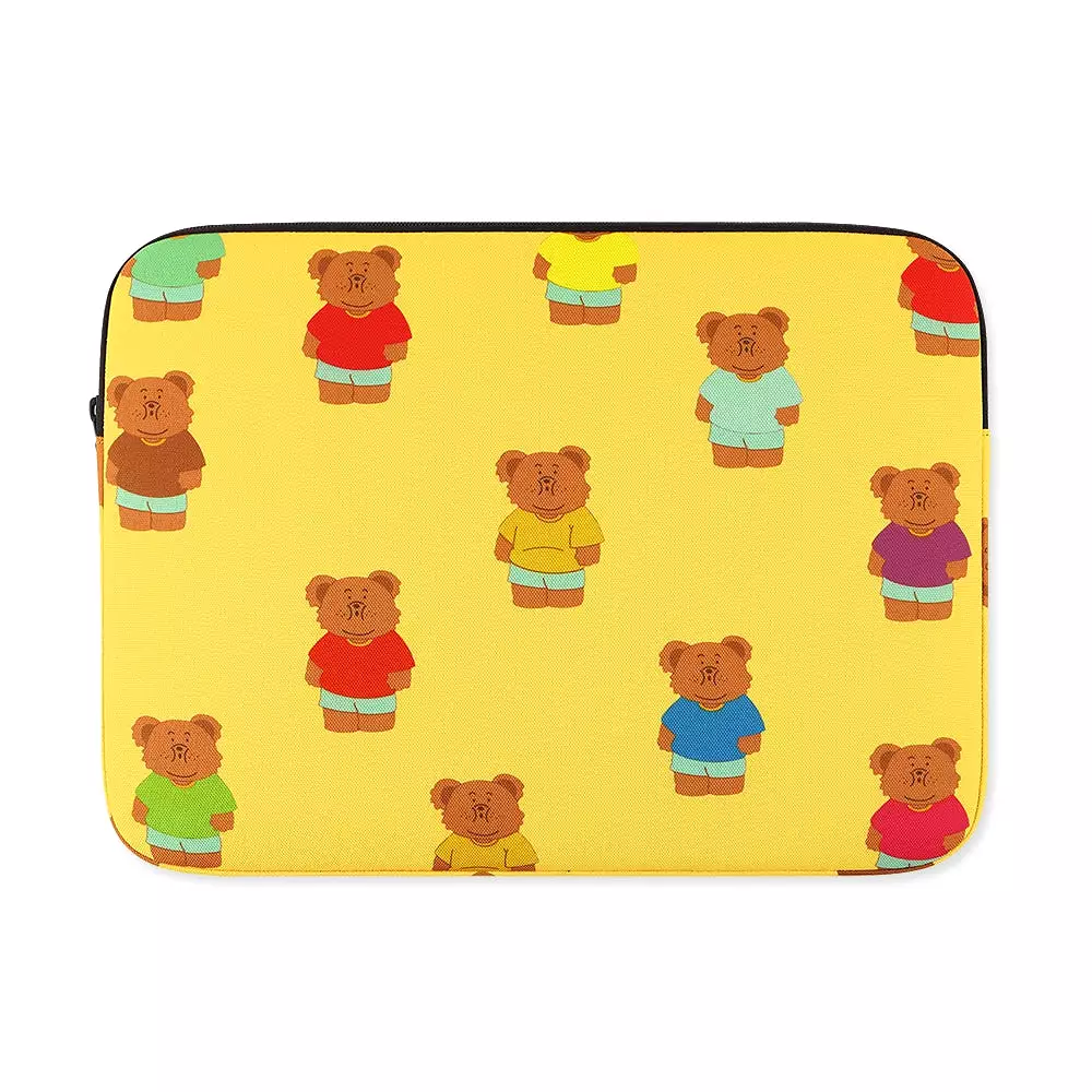 Yellow Bear Graphic Laptop Sleeves 13 15 inch Cases Protective Covers Handbags Square Pouches Designer Artist Prints Cute School